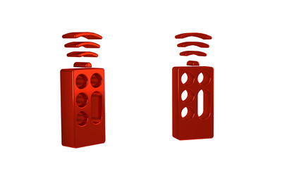 Poster - Red Remote control icon isolated on transparent background.