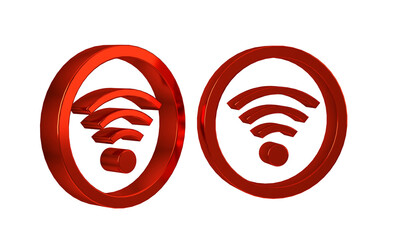 Poster - Red Wi-Fi wireless internet network symbol icon isolated on transparent background.