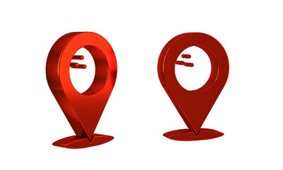 Wall Mural - Red Map pointer with bowling ball icon isolated on transparent background. Sport equipment.