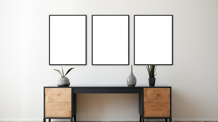 Wall Mural - Create a Contemporary interior design concept with Frame mockups displaying black and white photography