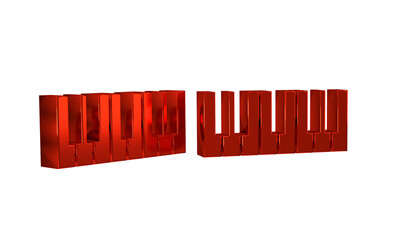 Wall Mural - Red Music synthesizer icon isolated on transparent background. Electronic piano.