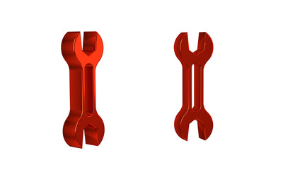 Poster - Red Wrench spanner icon isolated on transparent background.