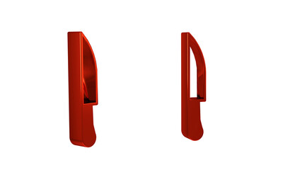 Poster - Red Knife icon isolated on transparent background. Cutlery symbol.