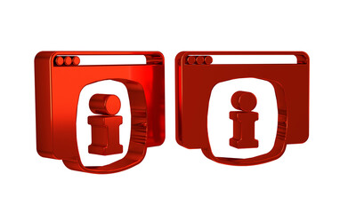Poster - Red Computer monitor with text FAQ information icon isolated on transparent background. Frequently asked questions.