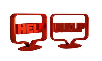 Poster - Red Speech bubble with text Help icon isolated on transparent background.