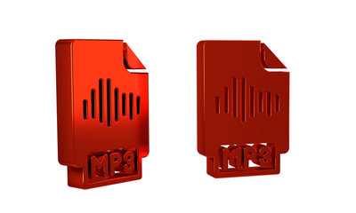 Poster - Red MP3 file document. Download mp3 button icon isolated on transparent background. Mp3 music format sign. MP3 file symbol.