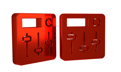 Poster - Red Sound mixer controller icon isolated on transparent background. Dj equipment slider buttons. Mixing console.