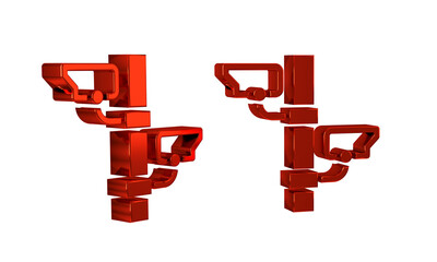 Poster - Red Security camera icon isolated on transparent background.