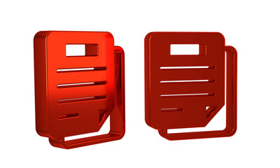 Poster - Red Document icon isolated on transparent background. File icon. Checklist icon. Business concept.
