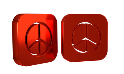 Wall Mural - Red Peace icon isolated on transparent background. Hippie symbol of peace.