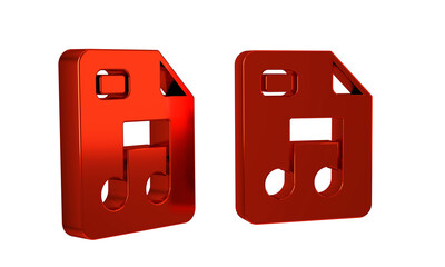 Poster - Red MP3 file document. Download mp3 button icon isolated on transparent background. Mp3 music format sign. MP3 file symbol.