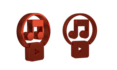 Poster - Red Play in square icon isolated on transparent background.