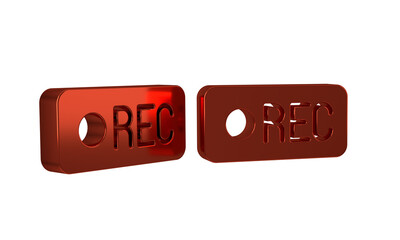 Poster - Red Record button icon isolated on transparent background. Rec button.
