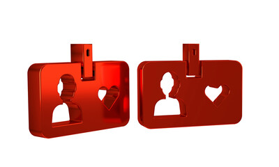 Poster - Red Identification card volunteer icon isolated on transparent background. Volunteer id card or badge.