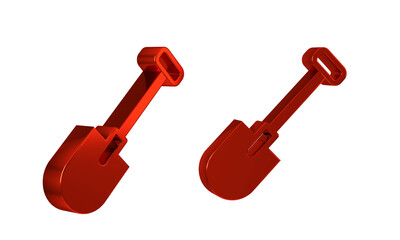 Poster - Red Shovel icon isolated on transparent background. Gardening tool. Tool for horticulture, agriculture, farming.