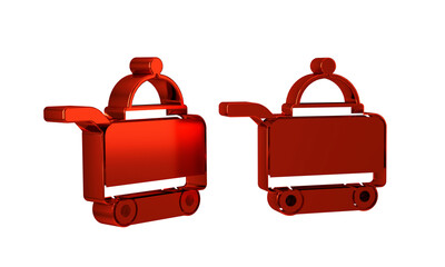 Poster - Red Covered with a tray of food icon isolated on transparent background. Tray and lid sign. Restaurant cloche with lid.