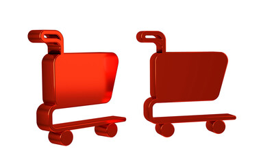 Poster - Red Shopping cart icon isolated on transparent background. Online buying concept. Delivery service sign. Supermarket basket symbol.