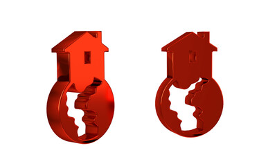 Poster - Red Shelter for homeless icon isolated on transparent background. Emergency housing, temporary residence for people, bums and beggars without home.