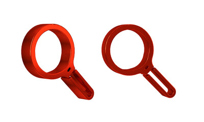 Poster - Red Magnifying glass icon isolated on transparent background. Search, focus, zoom, business symbol.