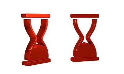 Poster - Red Old hourglass with flowing sand icon isolated on transparent background. Sand clock sign. Business and time management concept.