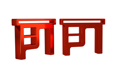 Poster - Red Office desk icon isolated on transparent background.