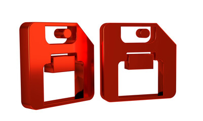 Poster - Red Floppy disk for computer data storage icon isolated on transparent background. Diskette sign.