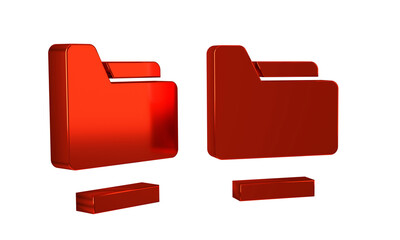 Poster - Red Document folder icon isolated on transparent background. Accounting binder symbol. Bookkeeping management.