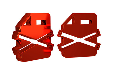 Poster - Red Delete file document icon isolated on transparent background. Rejected document icon. Cross on paper.