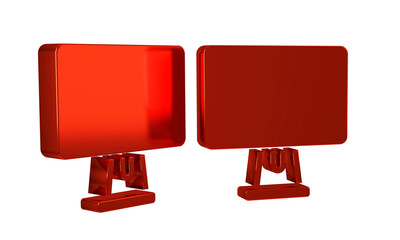 Poster - Red Computer monitor screen icon isolated on transparent background. Electronic device. Front view.
