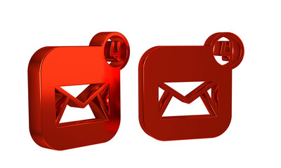 Poster - Red Envelope icon isolated on transparent background. Received message concept. New, email incoming message, sms. Mail delivery service.