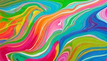 Abstract Marbled Acrylic Paint Ink Painted Waves Painting Texture Colorful Background Banner Bold Colors Rainbow Color Swirls Wave Generative Ai