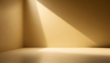 Wall Mural - minimalistic abstract light beige golden background for product presentation incident light from the window on the wall and floor