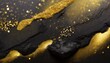 abstract background of rough black charcoal with swirling gold paint and glitter bold contrast of black and gold colors