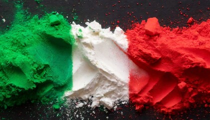 Sticker - colorful italian tricolore flag red white green color holi paint powder explosion isolated background italy europe celebration tifosi soccer travel tourism concept