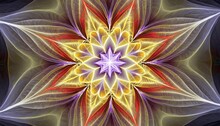Star In Yellow Red White And Violet An Abstract Fractal Image With An Optically Challenging Star Design In Yellow Red White And Violet