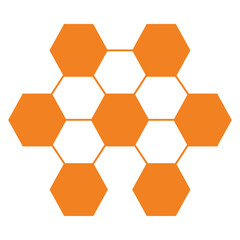 Poster - Honeycomb flat icon. Vector orange symbol on white background. Isolated flat illustration. Design elements of nature, honey bee hive and health.Honeycomb flat icon. Vector orange symbol on white backg