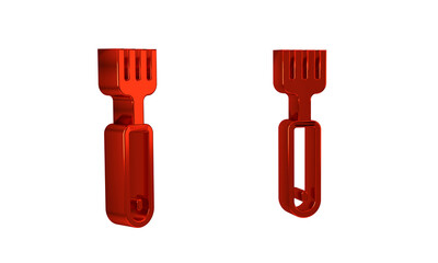 Poster - Red Fork icon isolated on transparent background. Cutlery symbol.