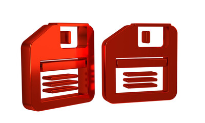 Poster - Red Floppy disk for computer data storage icon isolated on transparent background. Diskette sign.