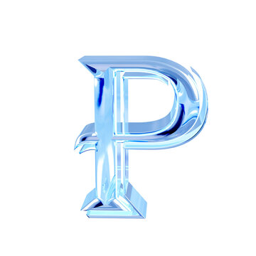 Blue ice symbol. letter p