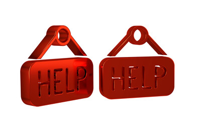 Poster - Red Signboard with text Help icon isolated on transparent background.