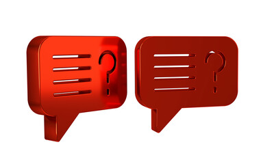 Poster - Red Unknown search icon isolated on transparent background. Magnifying glass and question mark.