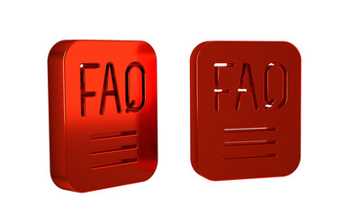 Poster - Red Speech bubble with text FAQ information icon isolated on transparent background. Circle button with text FAQ.