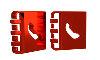 Poster - Red Phone book icon isolated on transparent background. Address book. Telephone directory.