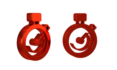 Poster - Red Stopwatch icon isolated on transparent background. Time timer sign. Chronometer sign.