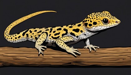 Poster - A yellow and black lizard on a branch