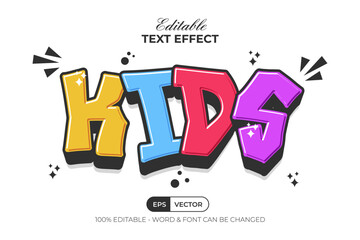 Poster - Kids Text Effect Colorful Fun Style. Editable Text Effect.