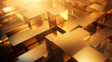 3d Gold Geometry Abstract Background Illuminated Metal