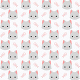 Fototapeta Pokój dzieciecy - Cute kitten vector design repeating pattern vector illustration background
