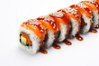 sushi. Food abstract background. Sushi on the white background. Closeup of delicious japanese food with sushi roll