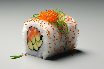 Wall Mural - sushi. Food abstract background. Sushi on the white background. Closeup of delicious japanese food with sushi roll